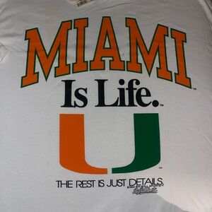 Extremely RARE NWT University of Miami “Miami Is Life Graphic Tee” 1994